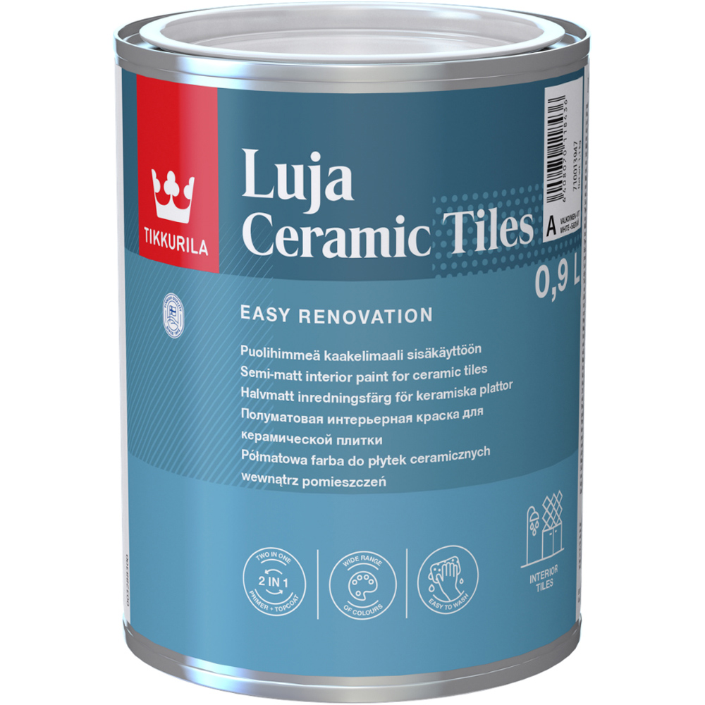 Tikkurila Luja Ceramic Tiles Homespun L498 Kitchen and Bathrooms Semi-Matt Tile Paint 1L Image 2