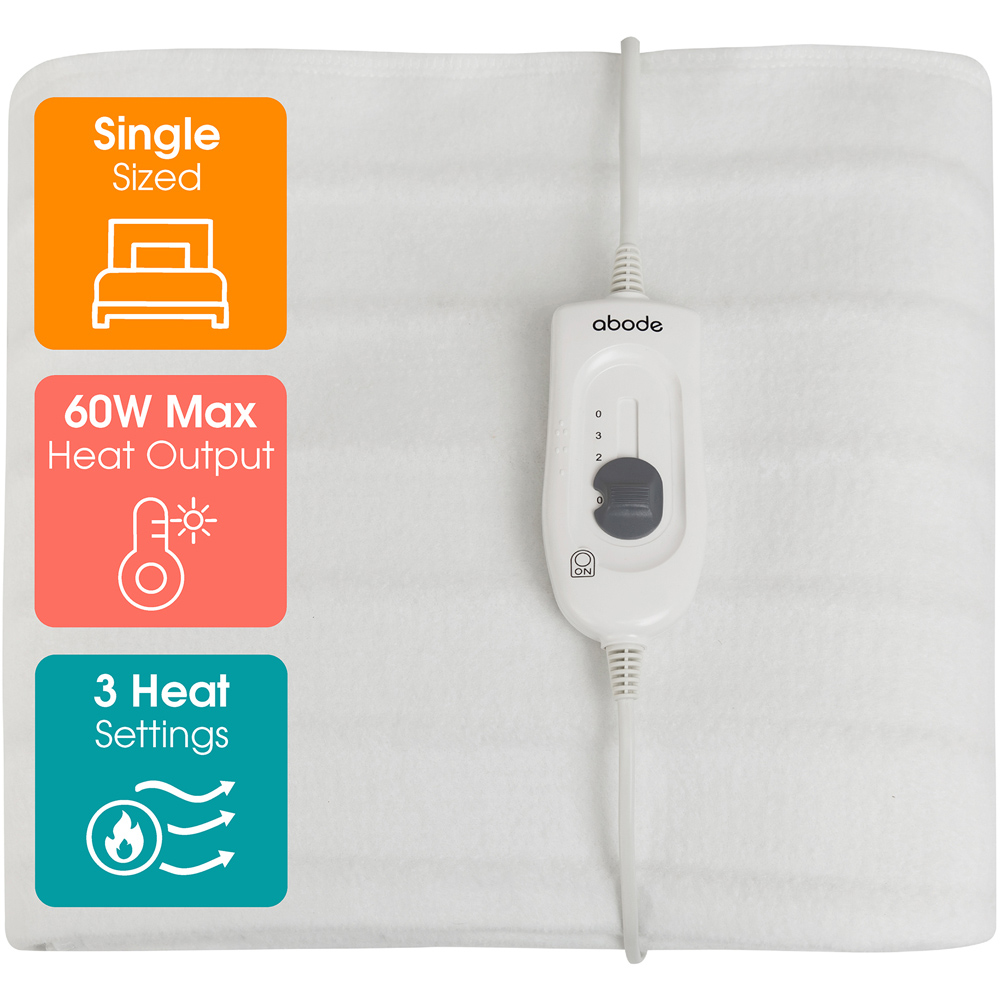 Abode AESB1001 White Single Electric Underblanket 70 x 150cm Image 3