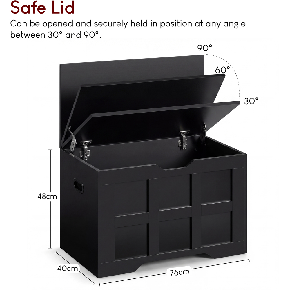 VIDA DESIGNS Black Small Storage Ottoman Bench Image 9