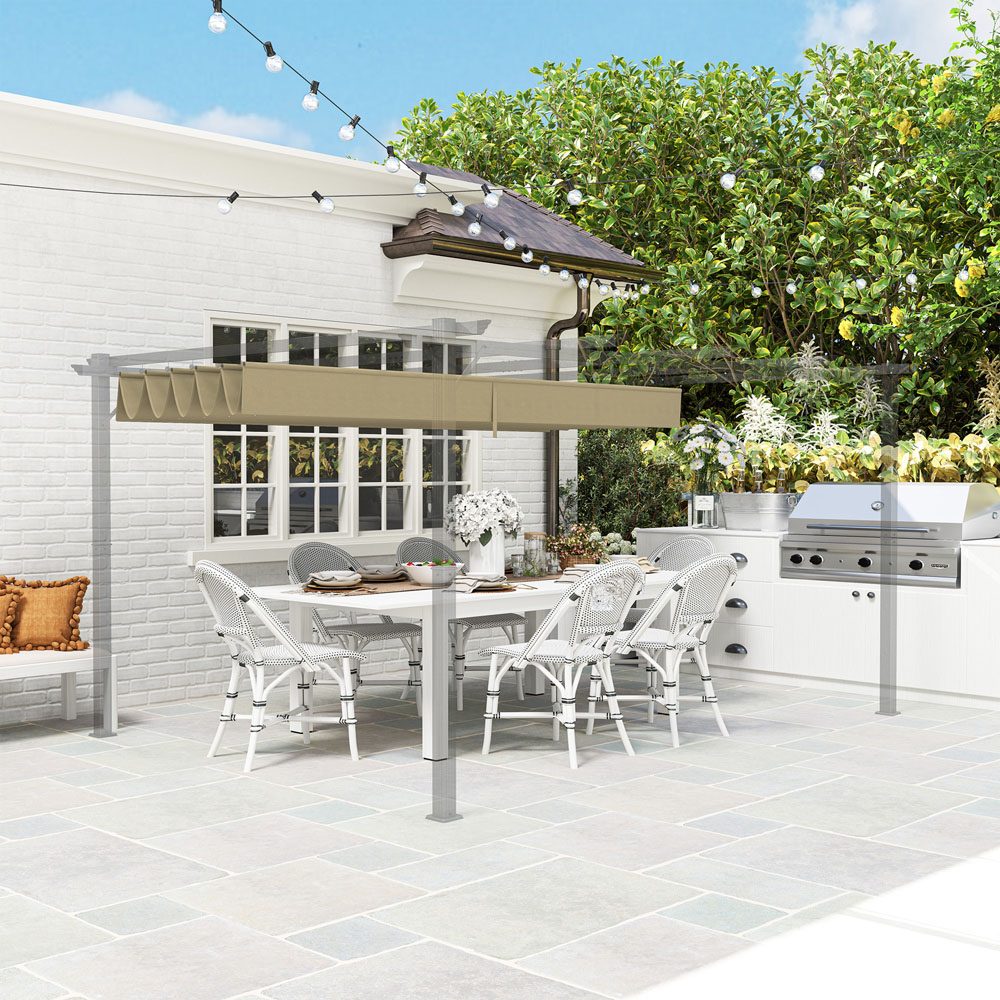 Outsunny 4 x 3m Tan Pergola Shade Cover Replacement Canopy Image 4