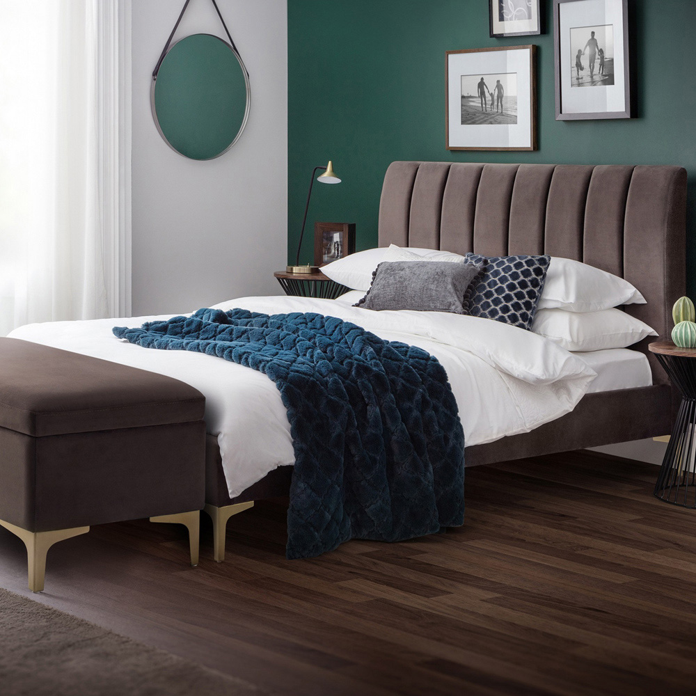 Julian Bowen Deco King Size Truffle Velvet Bed Frame Image 9