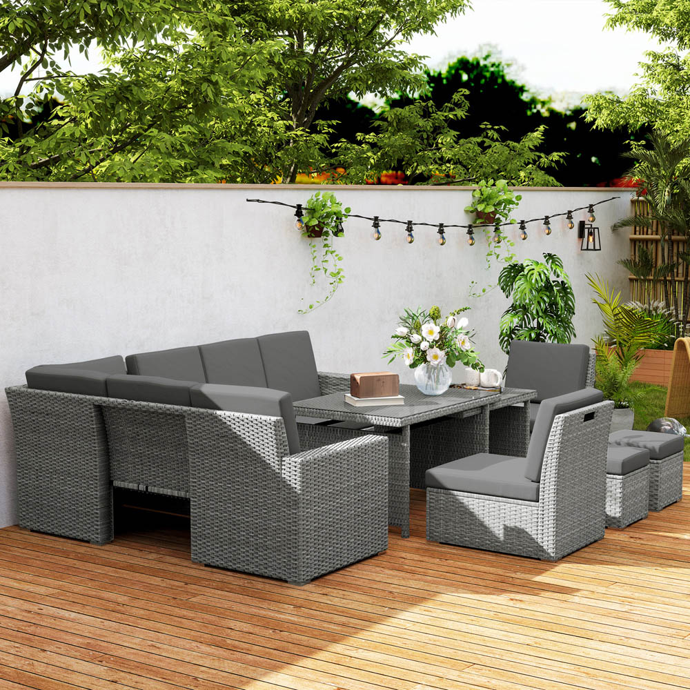 Outsunny 10 Seater Sofa Set Grey Image 3