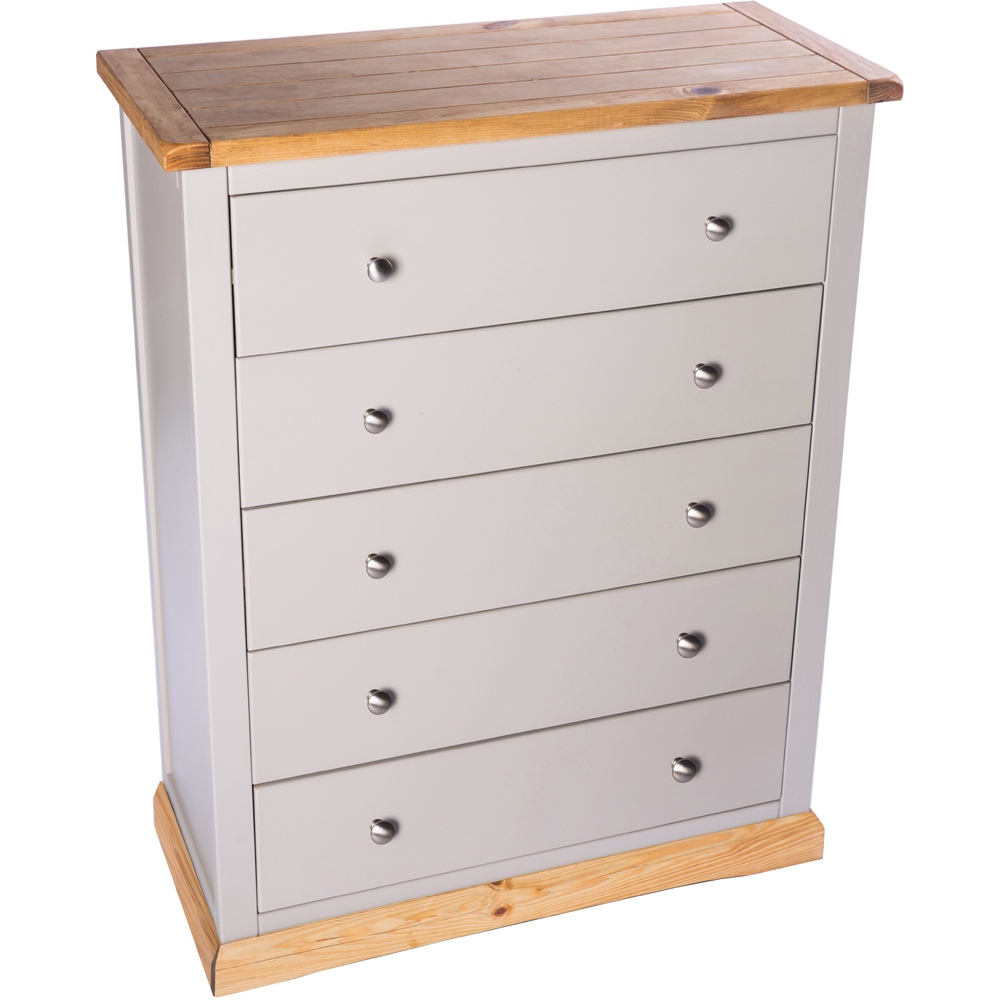 Cabinet Bits Bomporto 5 Drawer Grey Chrome Knob Chest of Drawers Image 4