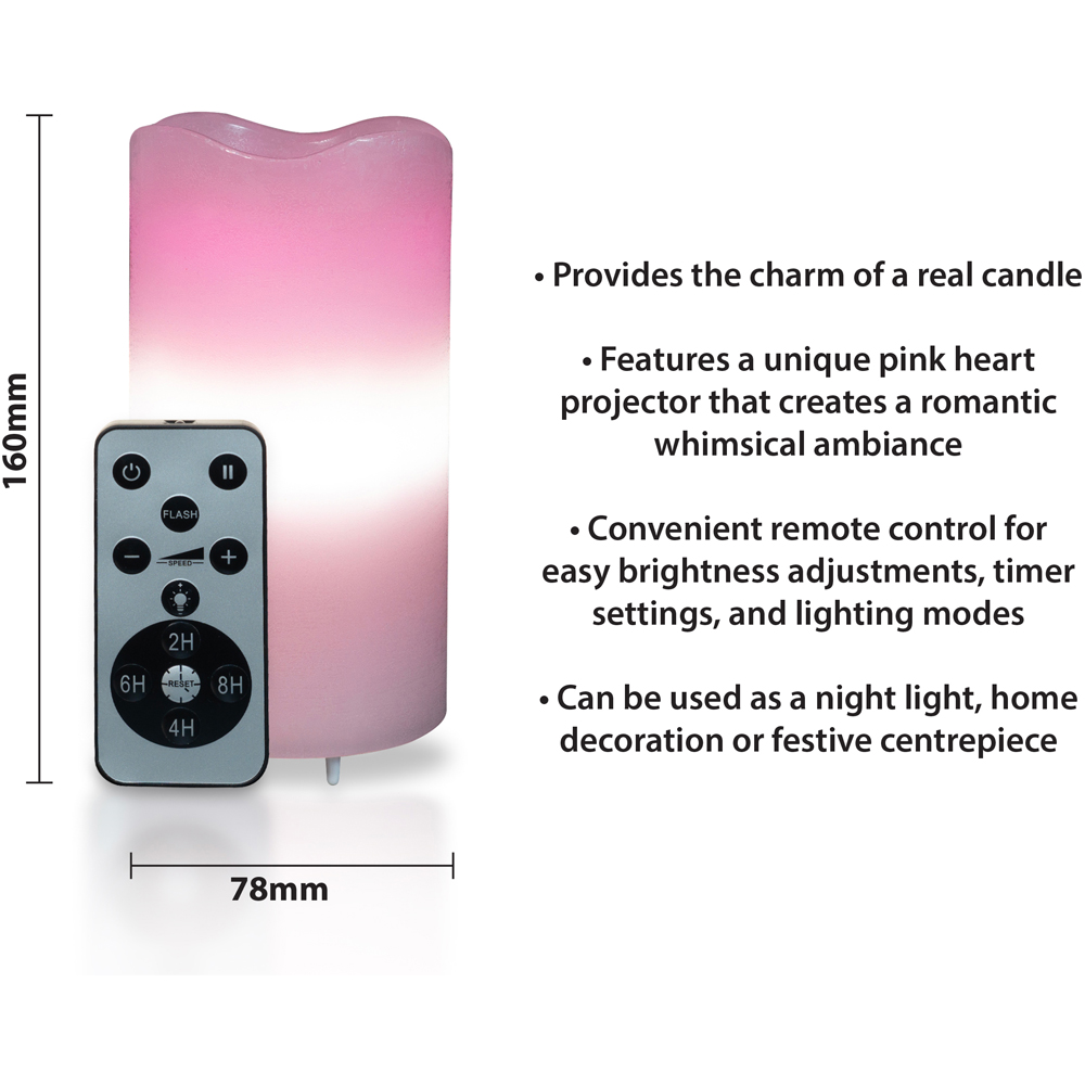 St Helens Pink Love LED Candle Projector Image 9