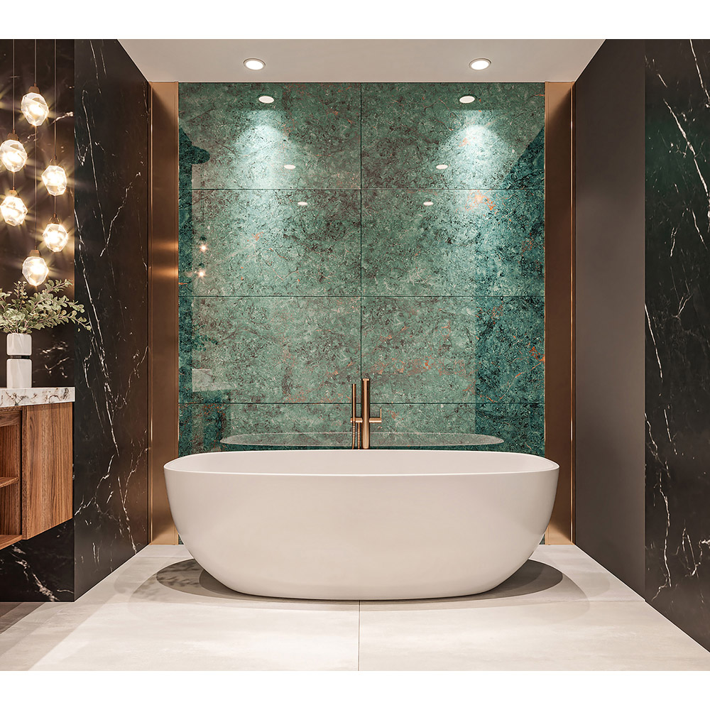 Top Ceramics Turquoise-Green Marble Effect High Gloss Porcelain Wall Tile 1200 x 600mm Image 9