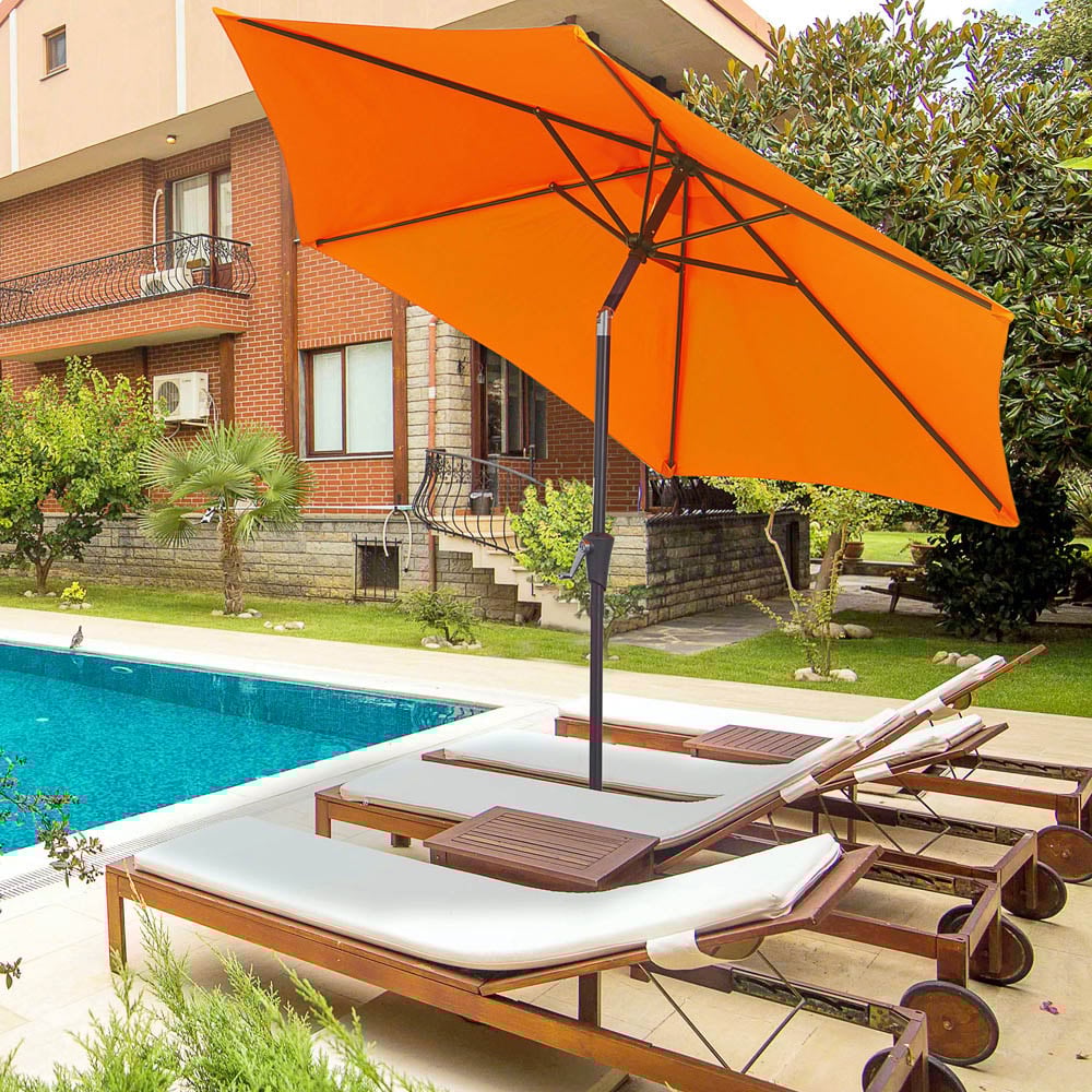 Outsunny Orange Crank and Tilt Parasol 2.7m Image 2