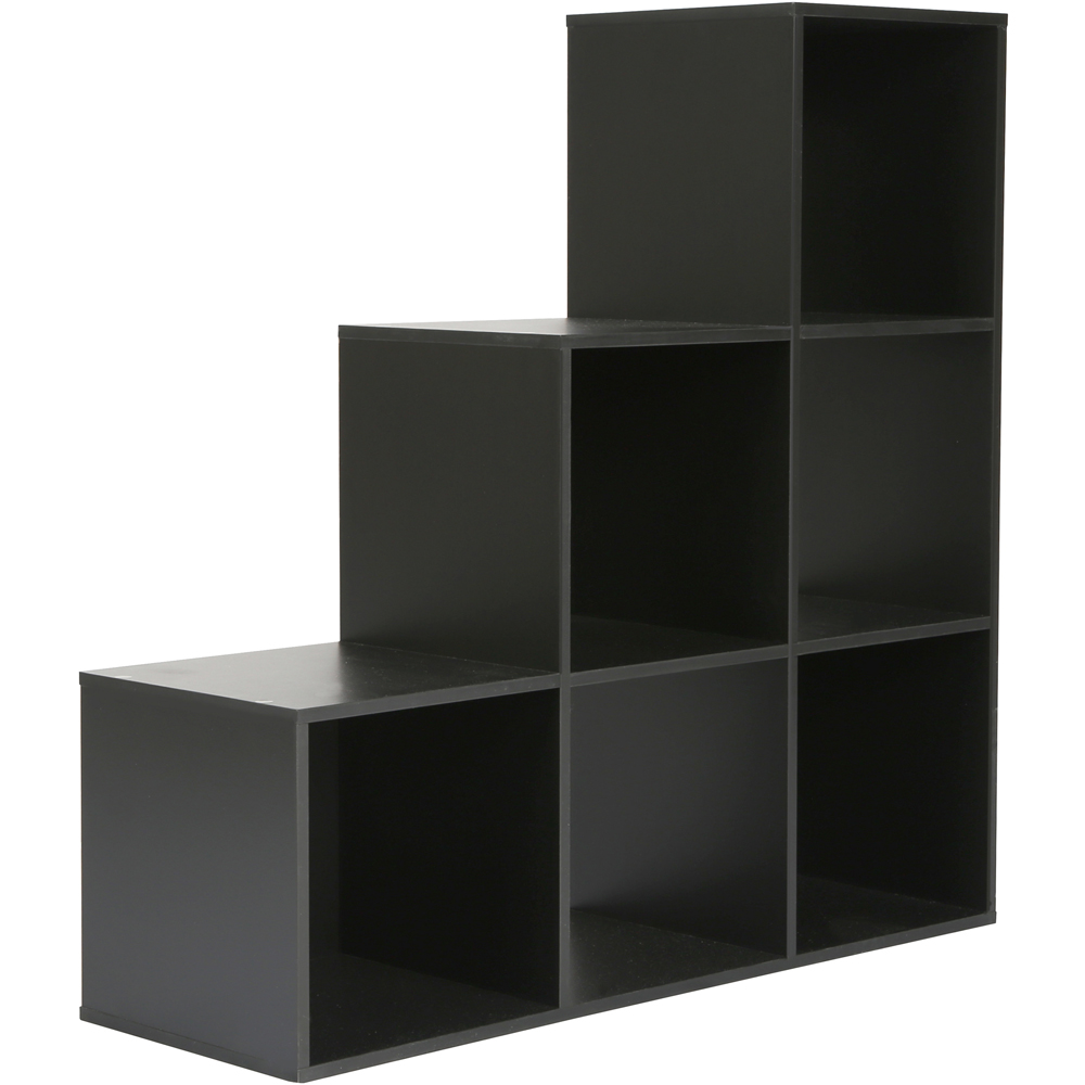 Jane 6 Shelf Black Ladder Cube Storage Unit Image 4