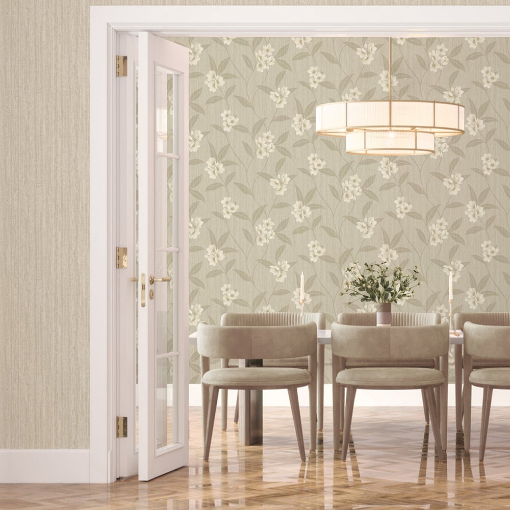 Belgravia Decor Giovanna Floral Cream Beige Wallpaper Image 3