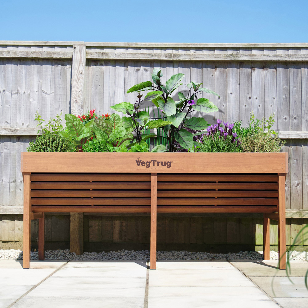VegTrug Teak Wood Effect Aluminium Raised Garden Planter 80 x 183 x 76cm Image 3