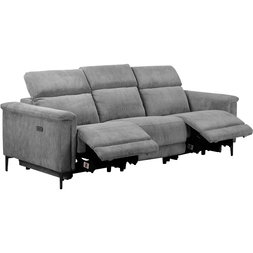 Loft24 Lund 3 Seater Grey Corduroy Electric Recliner Sofa Image 4