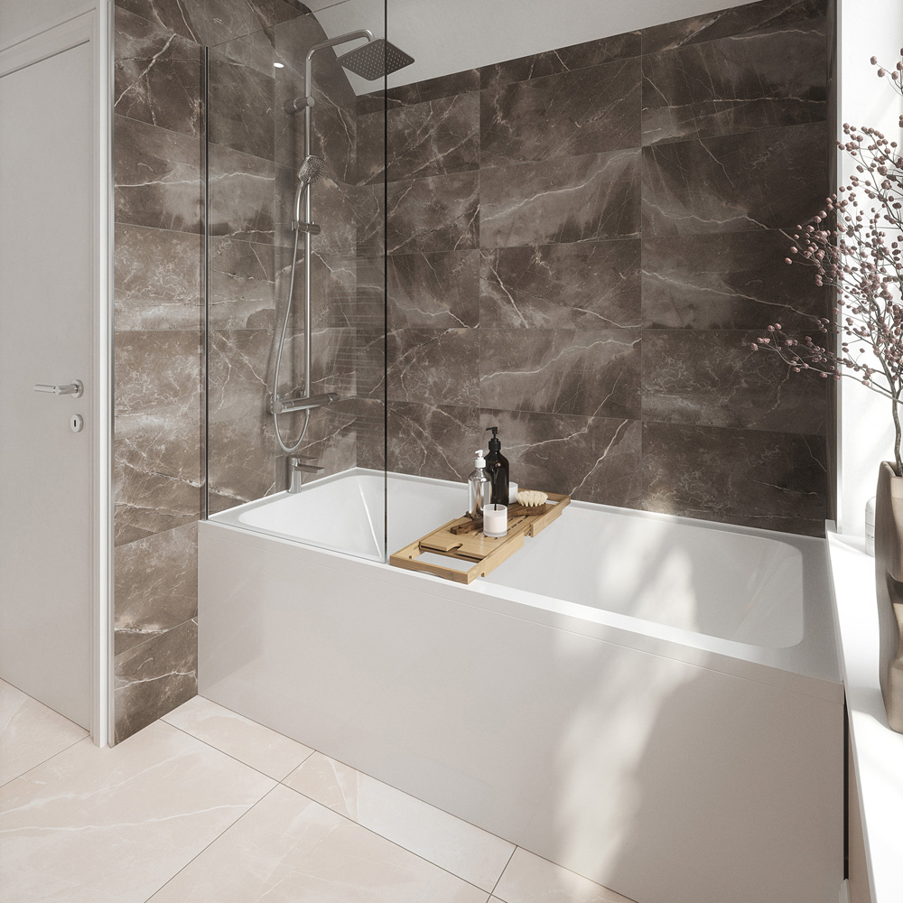 Johnson Tiles Melford Marble Effect Satin Finish Dark Brown Rectified Tile L600 x W300mm 9 Pack Image 5