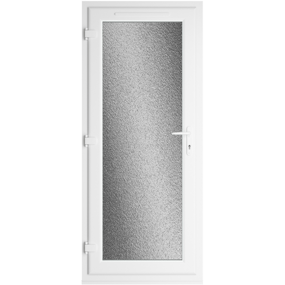 Crystal uPVC Triple Glazed Door Full Glass Right hand White Obscure Glass 840x2090mm Image 2