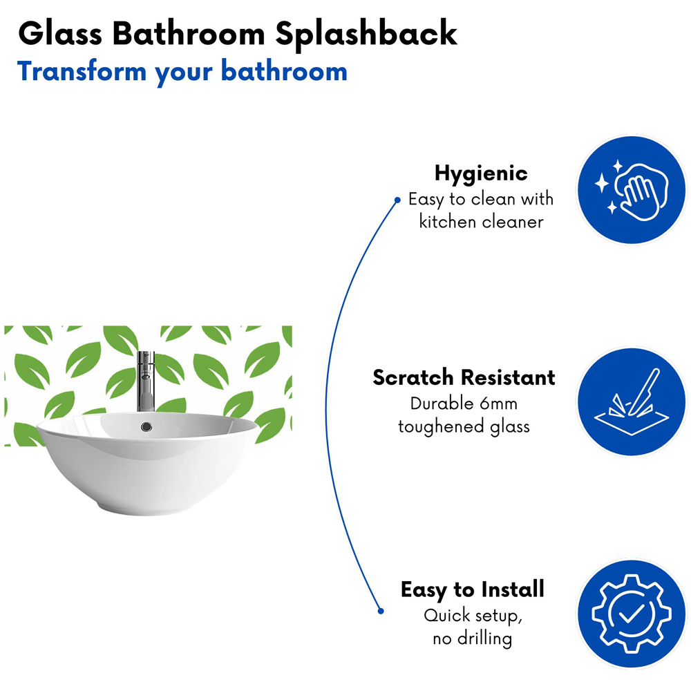 Warren Reed Designer Leaves Pattern Glass Bathroom Splashback 25 x 60cm Image 4