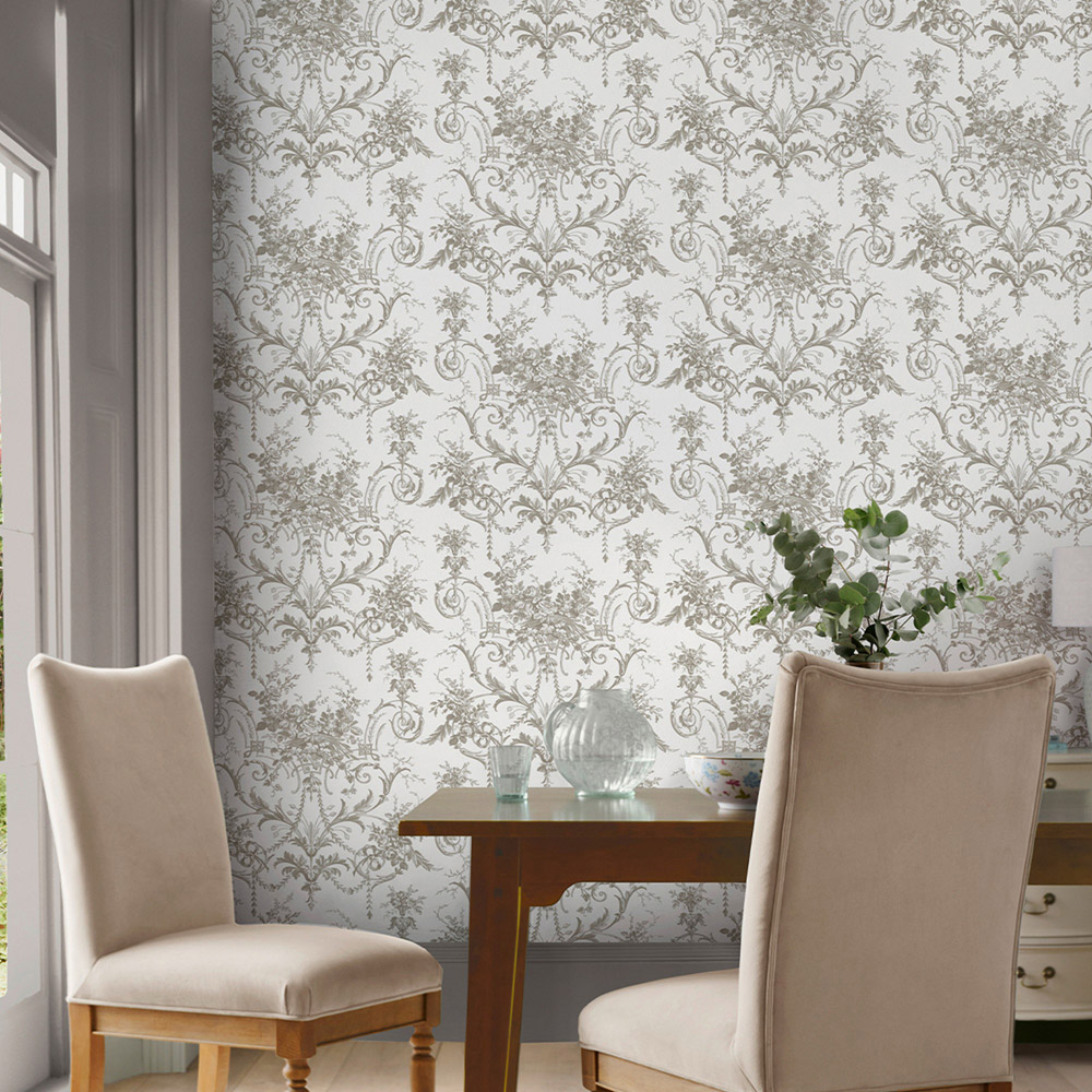 Laura Ashley Tuileries Dark Dove Grey Wallpaper Image 3
