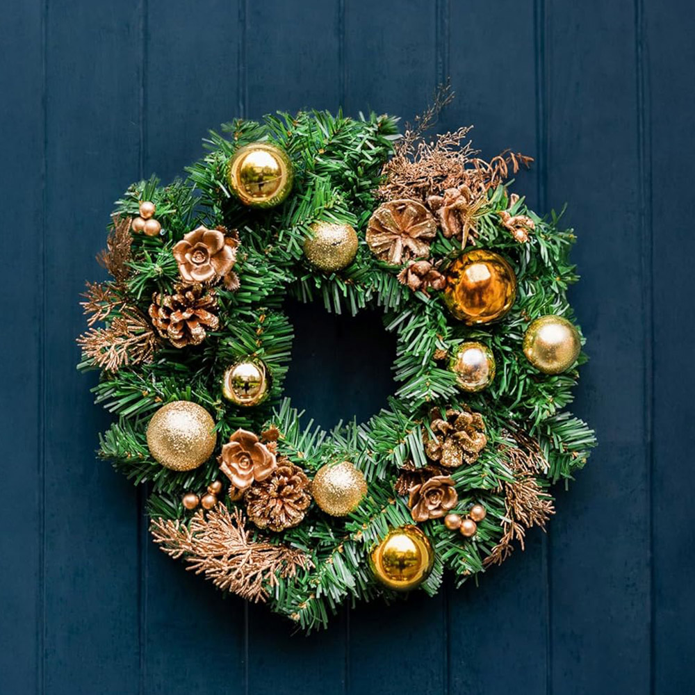 Marco Paul Gold Deck Christmas Wreath with Cones 30cm Image 2