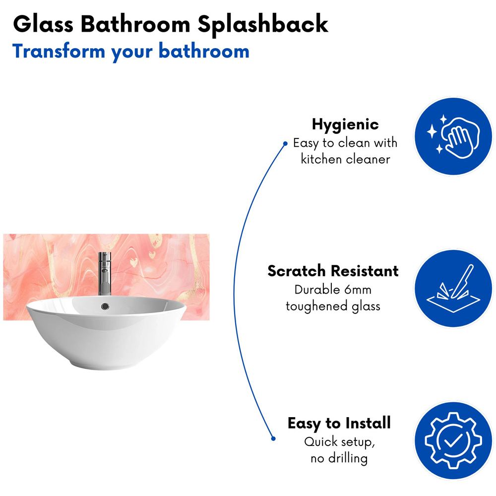 Warren Reed Designer Salmon Pink Hearts Marble Effect Bathroom Splashback 25 x 60cm Image 4