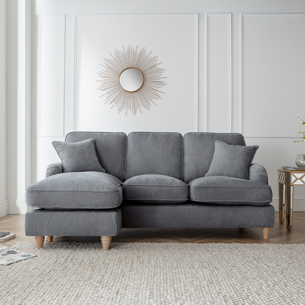 The Vienna 3 Seater Charcoal Left Hand Chaise Sofa Image 4