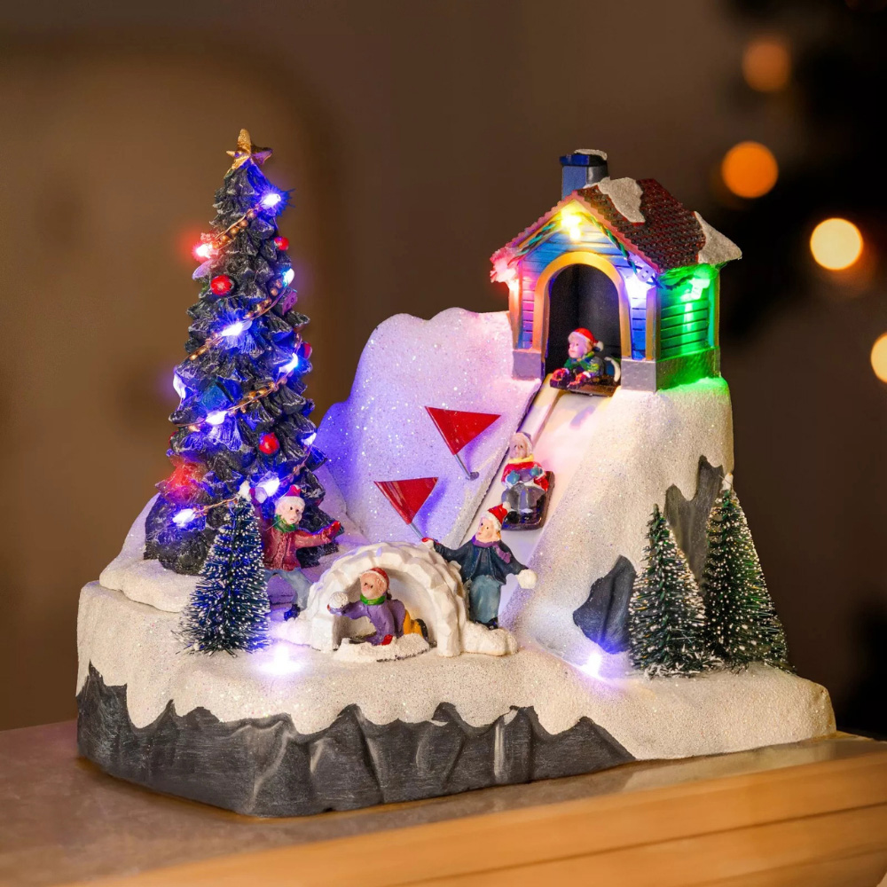 Marco Paul LED Ski Slope Christmas Village Scene Decoration Image 6