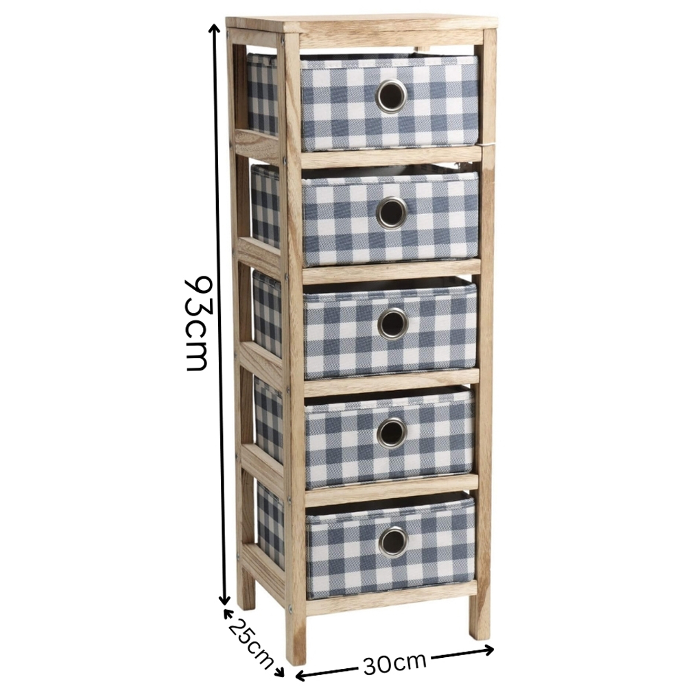 Home Source Weybourne 5 Drawer Fabric Storage Unit Image 7