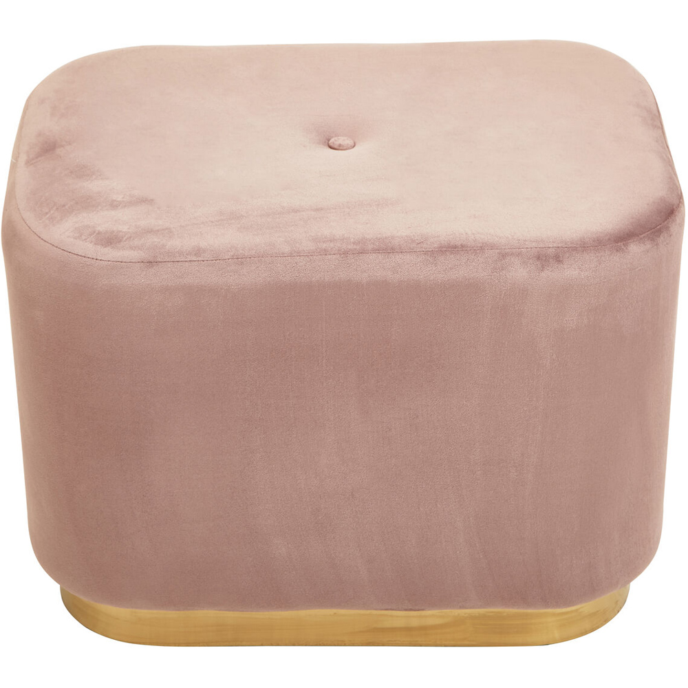Premier Housewares Hartford Dusty Pink Velvet and Matte Gold Rectangular Pouffe Image 2