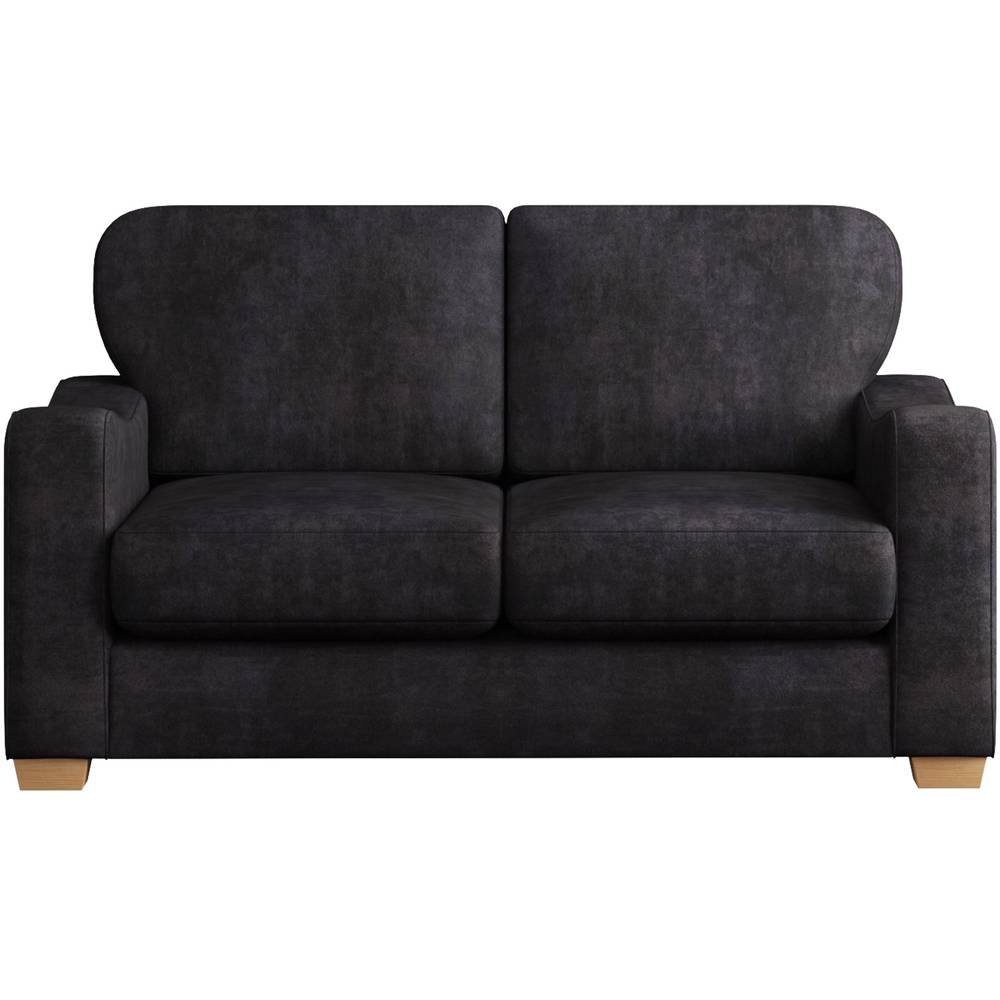 Theadford 2 Seater Ebony Plush Velvet Fixed Back Sofa Image 2