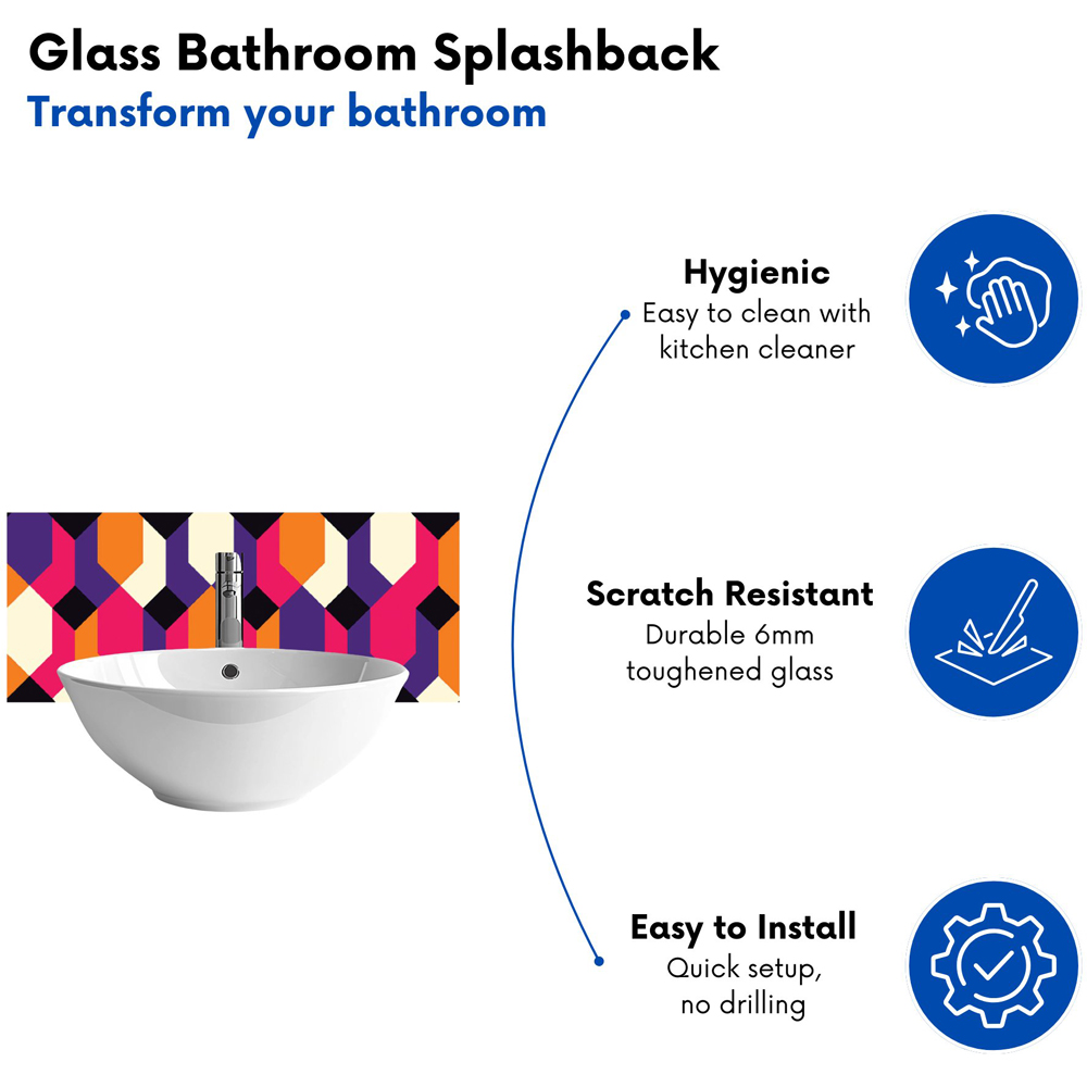 Warren Reed Designer Coloured Abstract Pattern Glass Bathroom Splashback 25 x 60cm Image 4