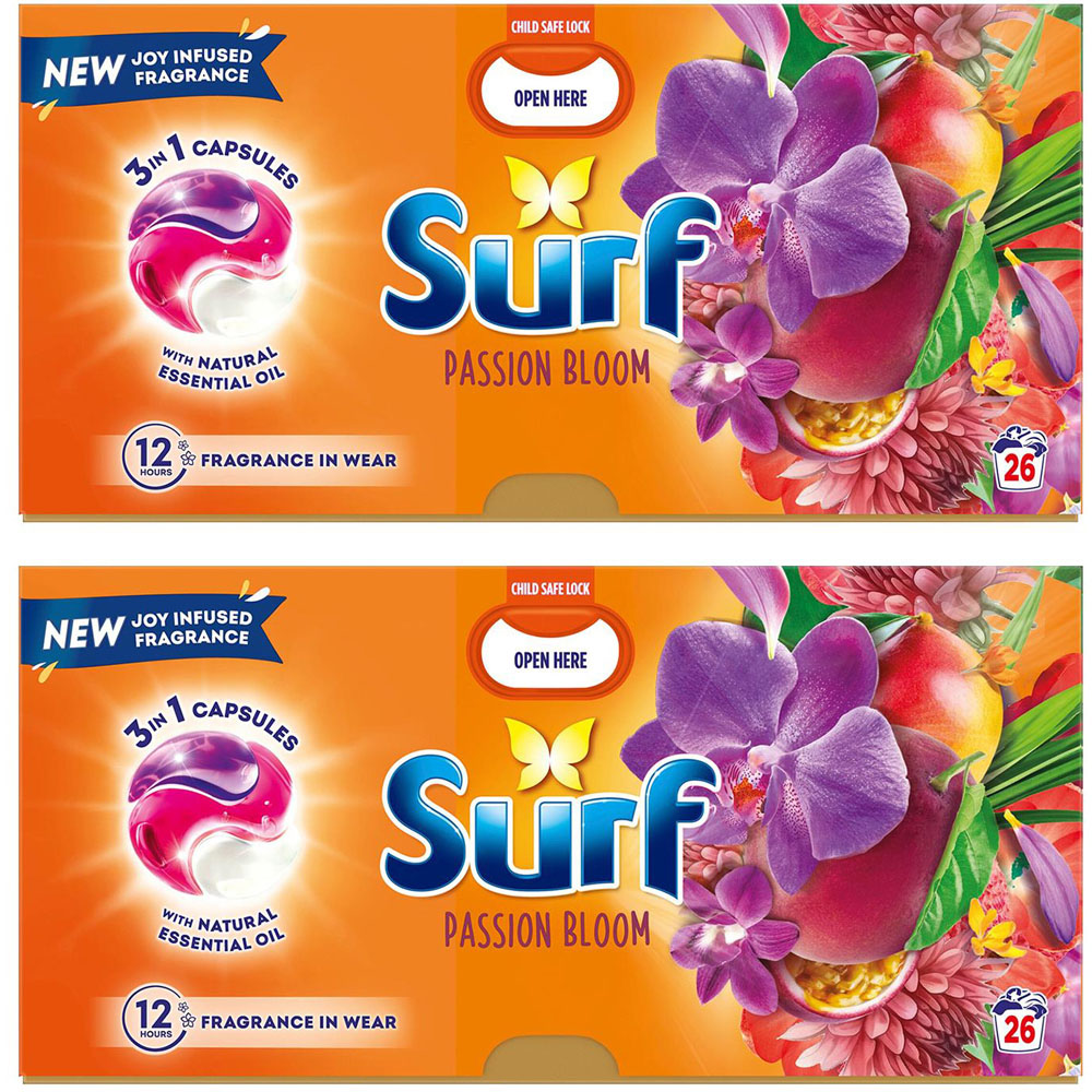 Surf 3 in 1 Passion Bloom Washing Capsules 26 Washes 2 Pack Image 1