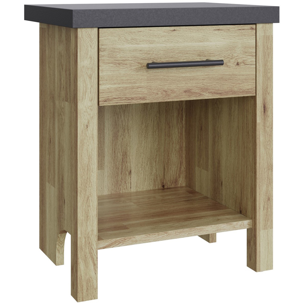 GFW Cascina Single Drawer Single Shelf Oak Bedside Table Image 2