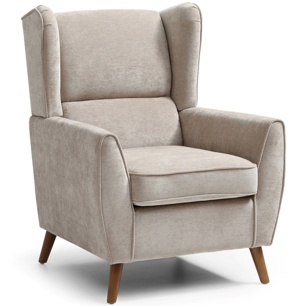 Lily Taupe Chenille Wingback Armchair Image 3