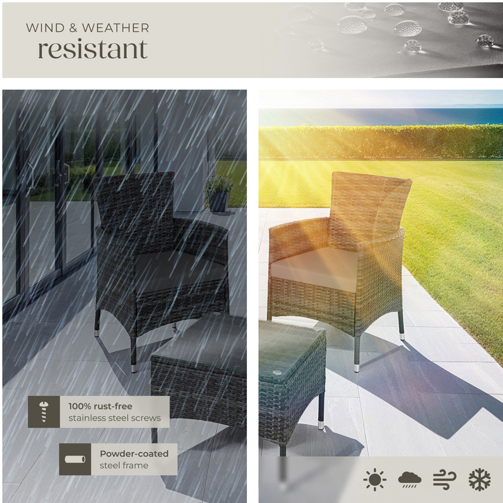tectake Lucerne 2 Seater Grey Garden Bistro Set Image 7