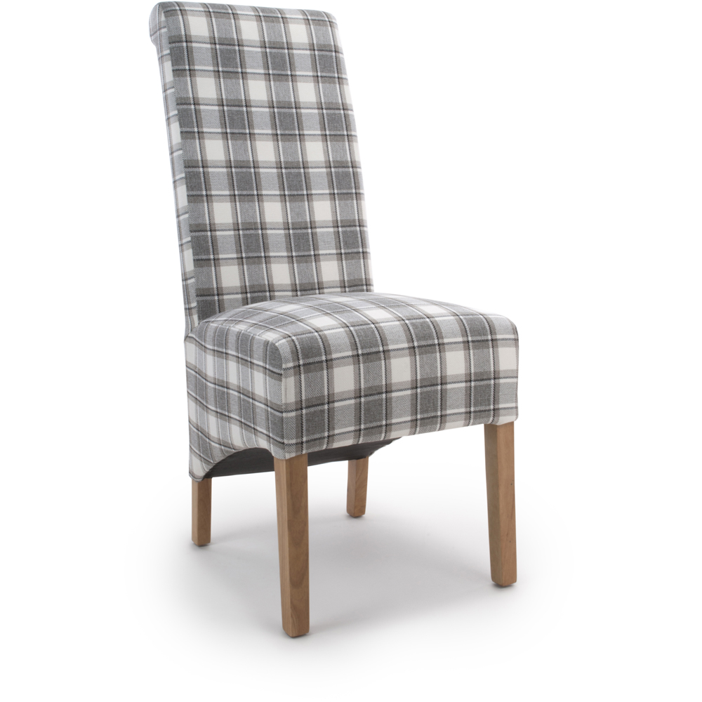 Krista Set of 2 Herringbone Check Cappuccino Roll Back Dining Chair Image 2