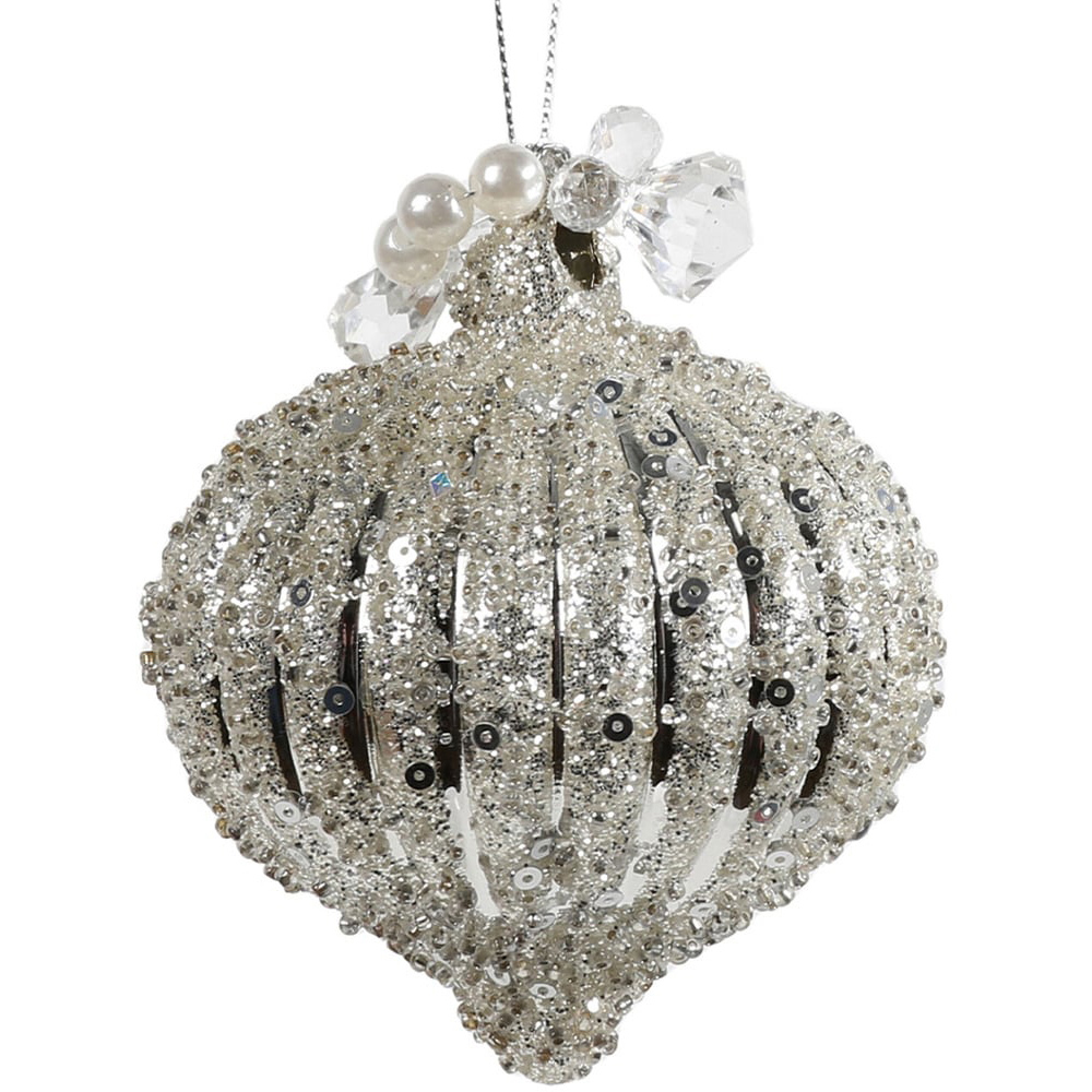 Single Chic Noir Beaded Glitter Bauble i Assorted styles Image 4