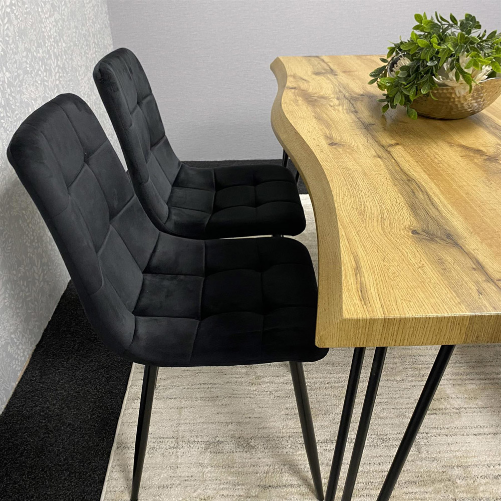 Kosy Koala 4 Seater Velvet Wooden Dining Set with Bench Black Image 2