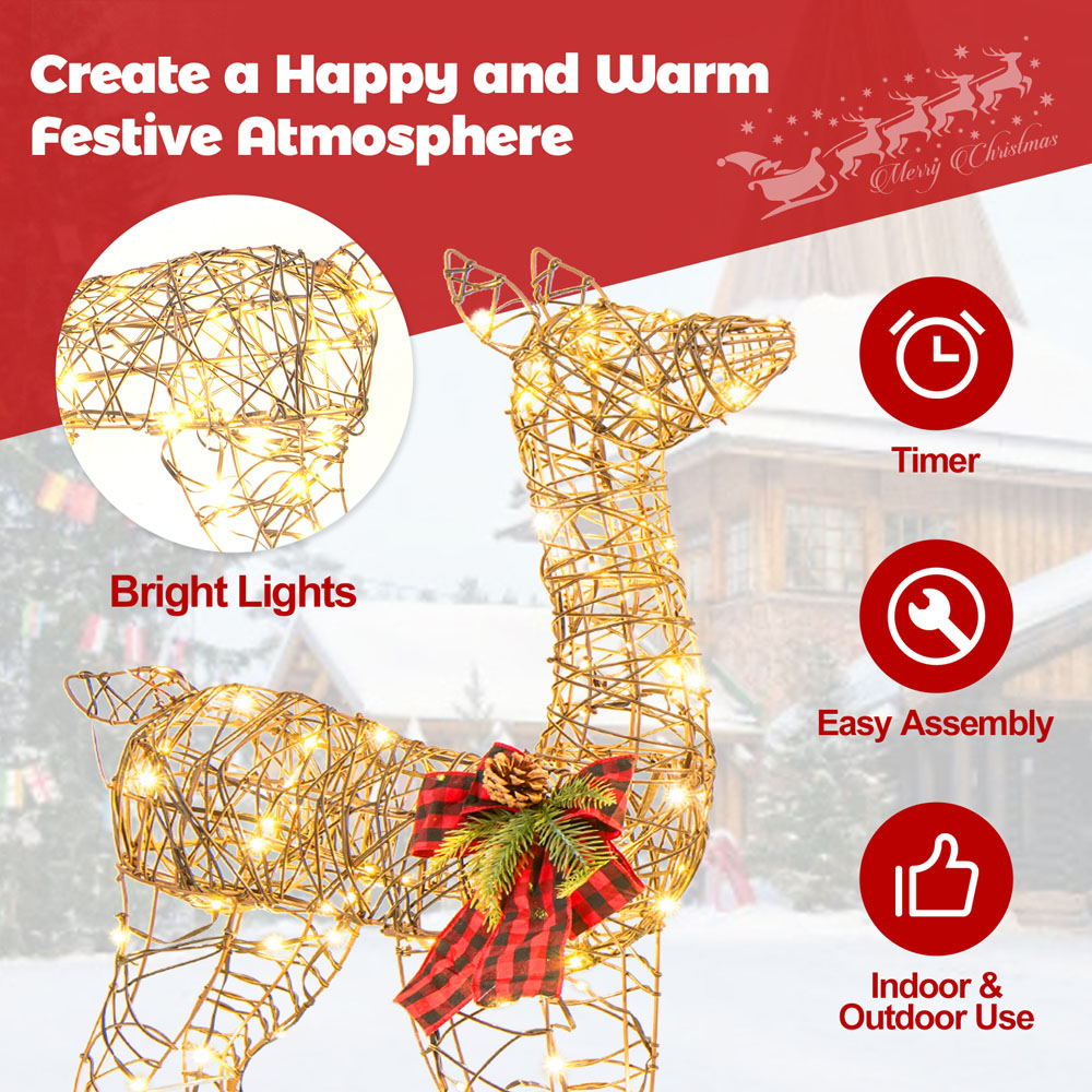 Costway 230 LED 2 Piece Reindeer Family Set Outdoor Christmas Decoration Image 5
