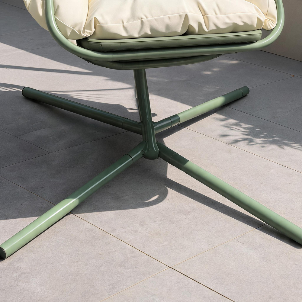 Home Source Capri Green Steel Hanging Egg Chair with Cushions Image 3