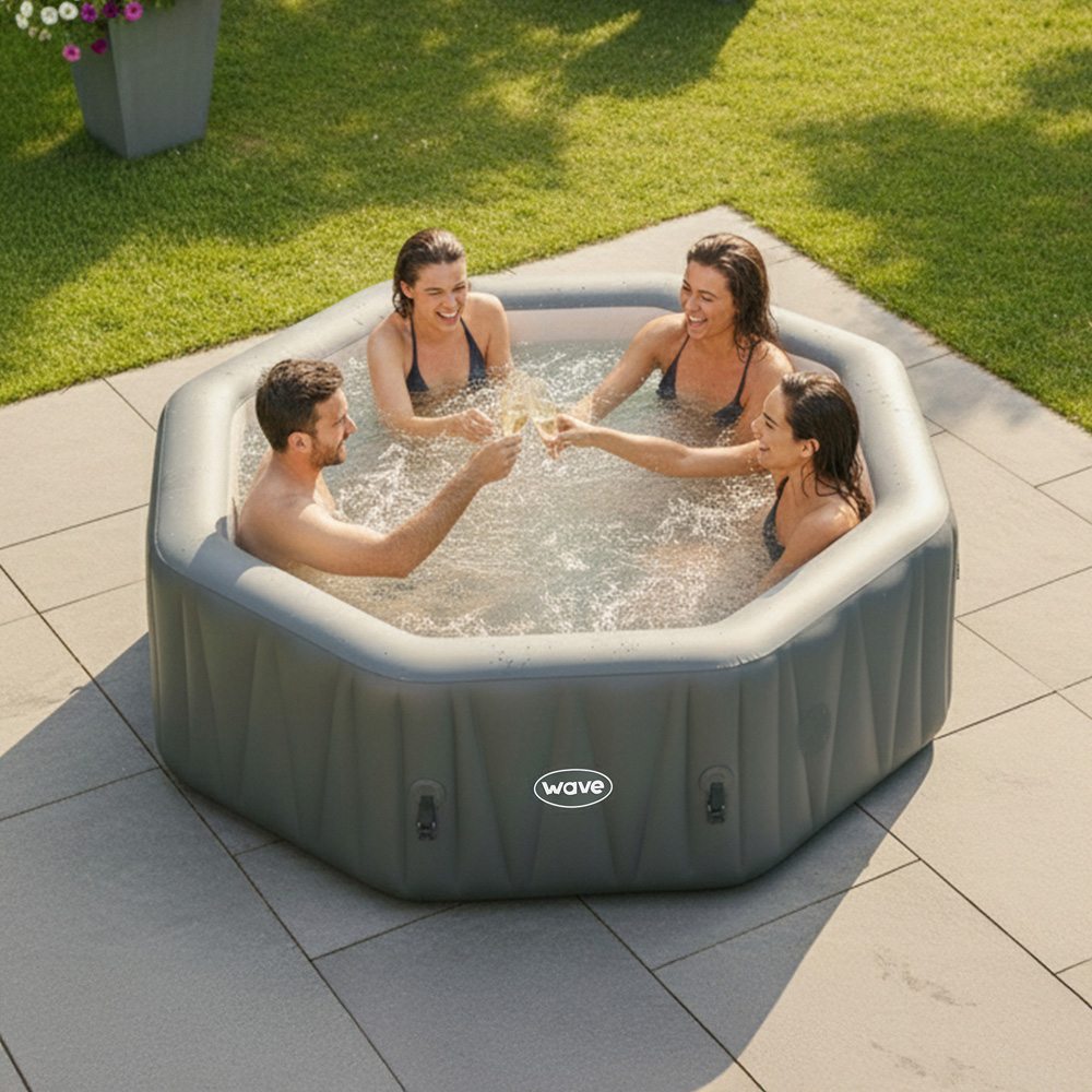Wave Spas Aegean 6 Person Navy Octagonal Inflatable Hot Tub with EnergySave Bundle Image 4