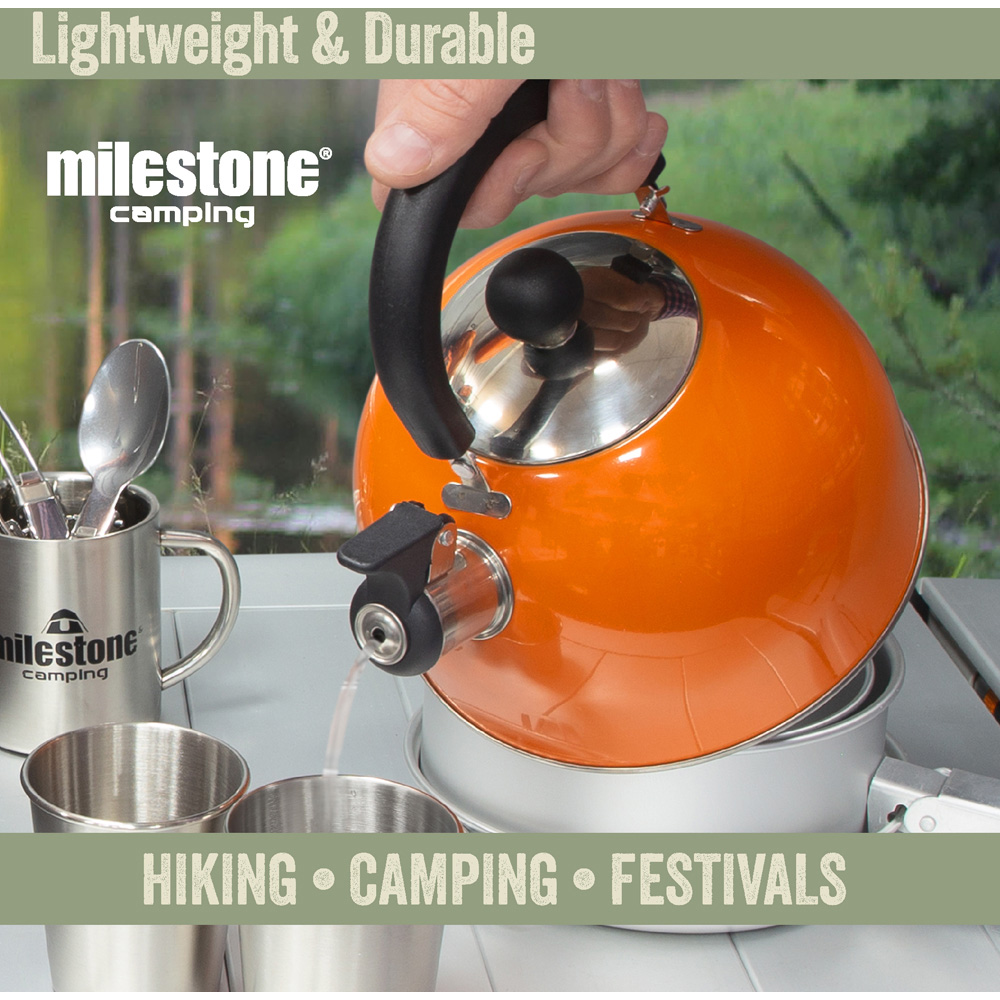 Milestone Camping Orange Stainless Steel Kettle 2L Image 6