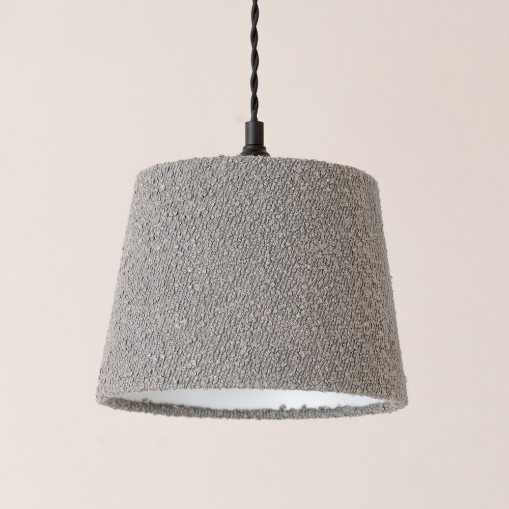ValueLights Rory Grey Cream Boucle Fabric Tapered Easy Fit Ceiling Table Floor Lamp Shade Image 4