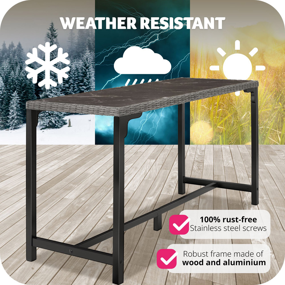 tectake 6 Seater Grey Polyrattan Garden Bar Bistro Table Image 6