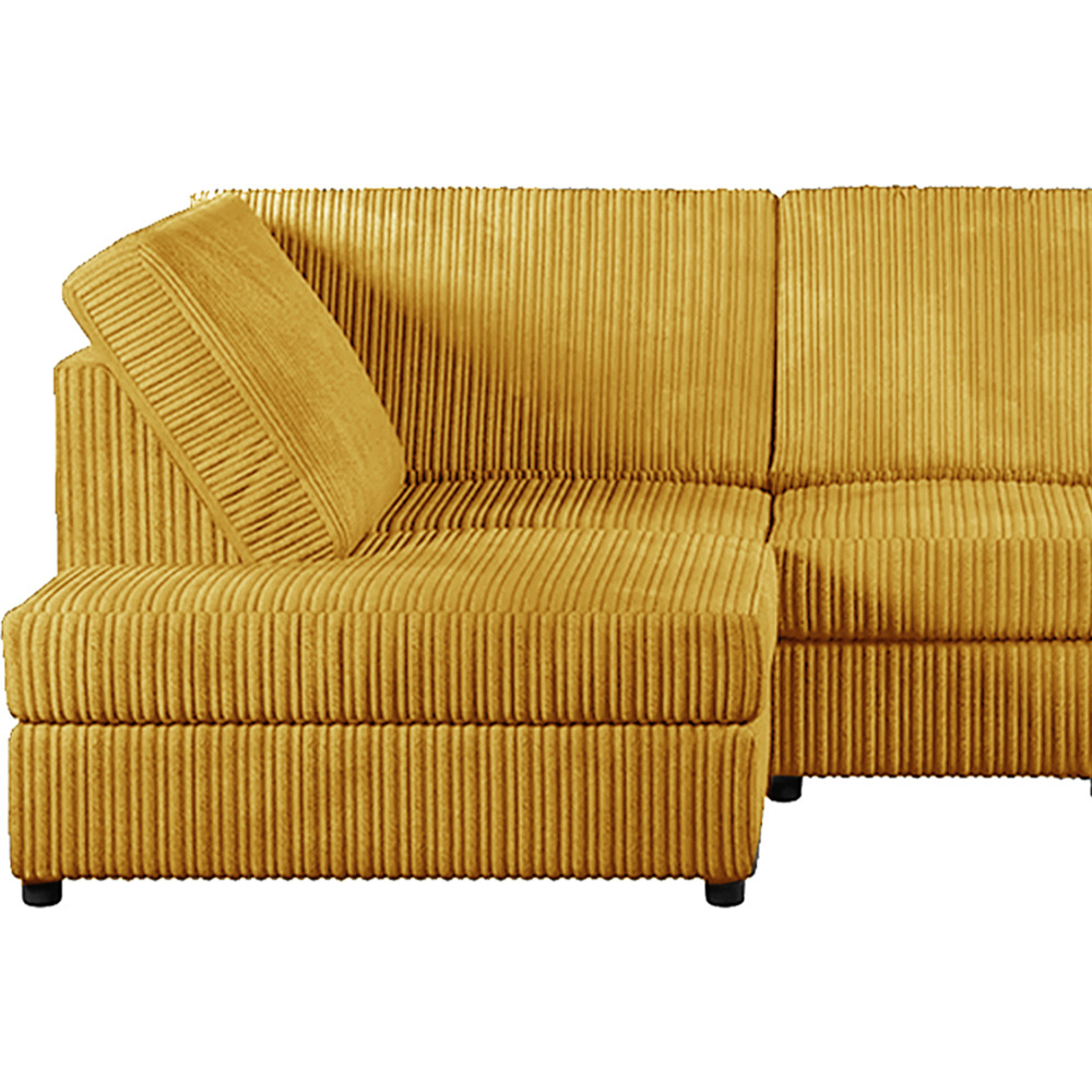 Luxor 4 Seater Mustard Jumbo Cord Left Hand Facing Full Back L Shaped Corner Sofa Set Image 3