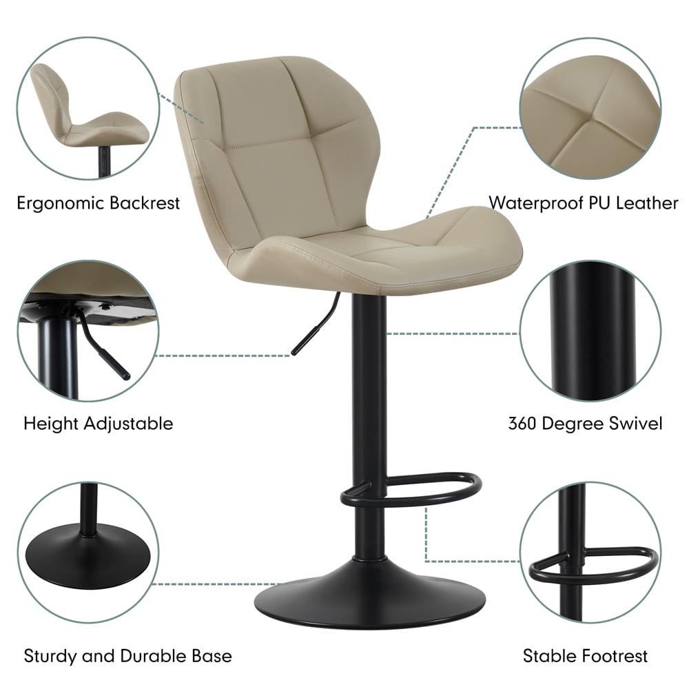 Stella Brown Height Adjustable Bar Stool with Footrest Set of 2 Image 3