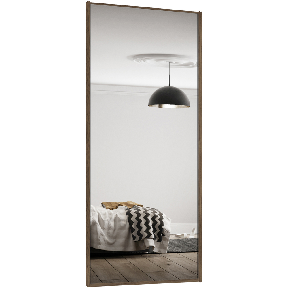 Spacepro Single Panel Walnut Frame Mirror Sliding Door 2220 x 914mm Image 1
