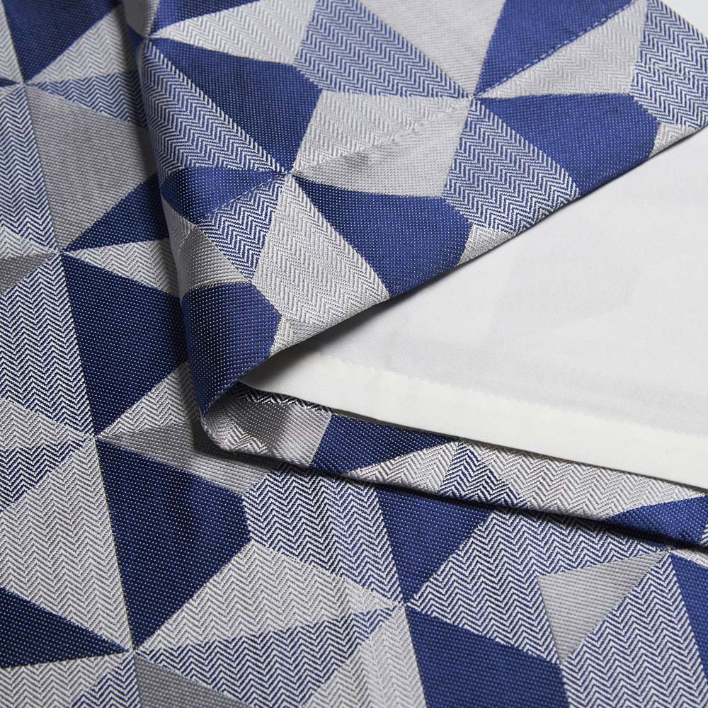 Alan Symonds Scandi Blue Grey Silver Jacquard Lined Ring Top Eyelet Curtains 117 x 228cm Image 3