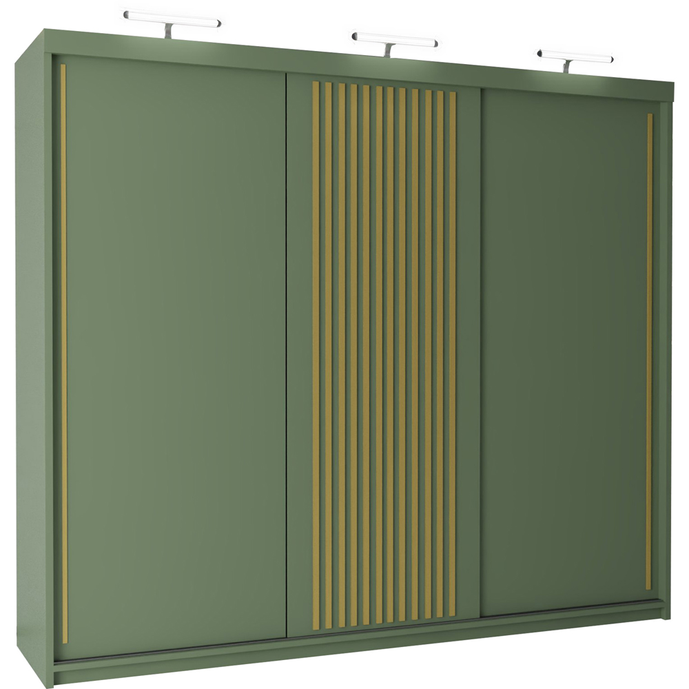 M N Furniture Parrison 3 Door Green Sliding Wardrobe 250cm Image 2