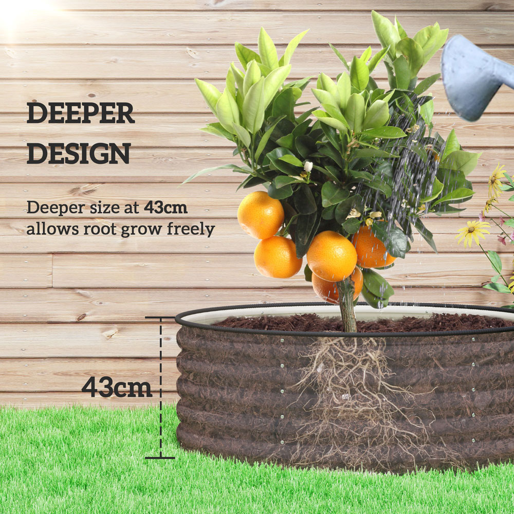 Outsunny Cream White Galvanised Planter with Gloves 1.4 x 3.9ft Image 4