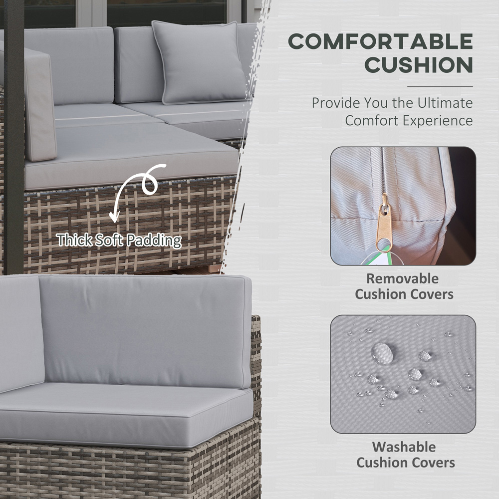 Outsunny 6 Seater Mixed Grey Rattan Sofa Lounge Set Image 7