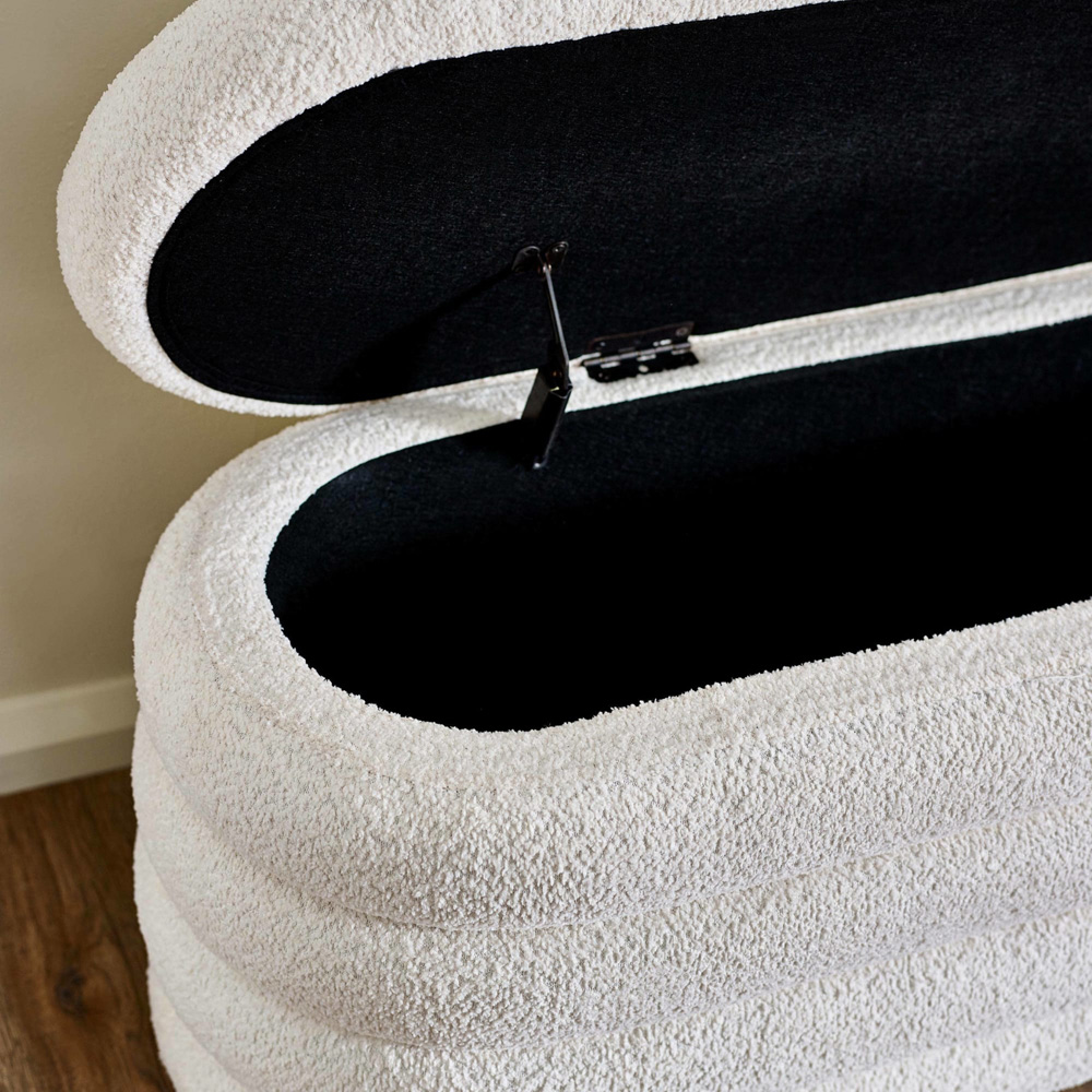 Julian Bowen Hailey Ivory Boucle Upholstered Ottoman Bench Image 6