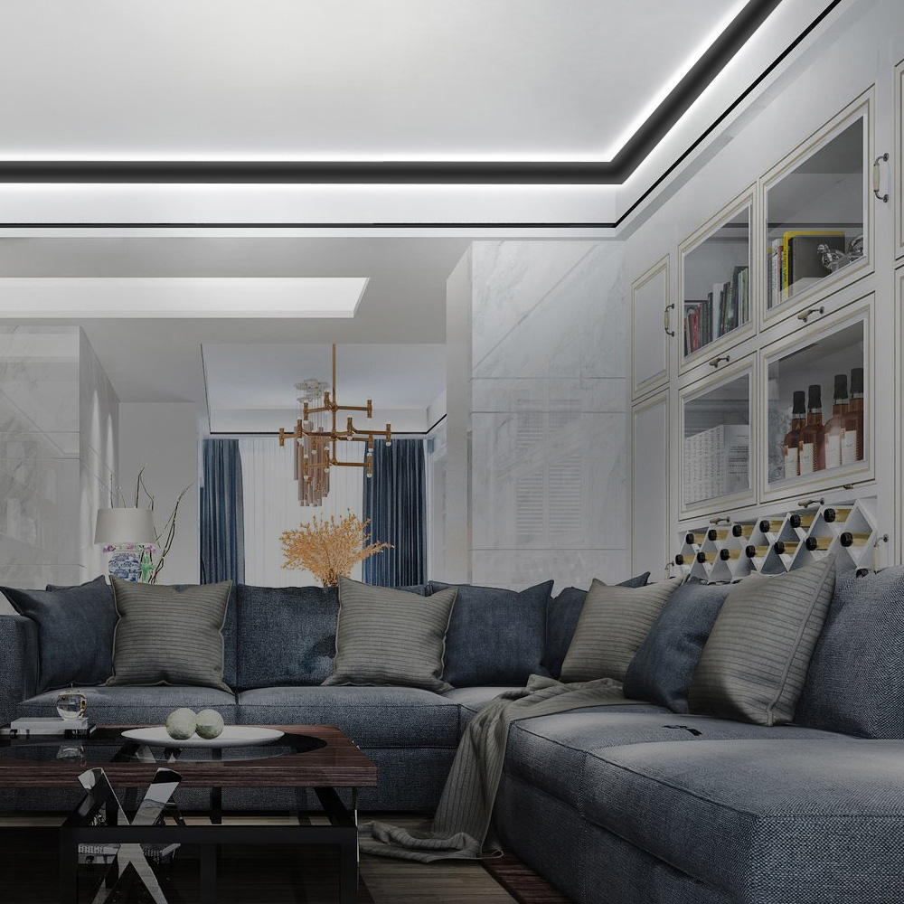 ENER-J Black Corner Aluminium Profile Gypsum LED Cove Light 2m 2 Pack Image 2