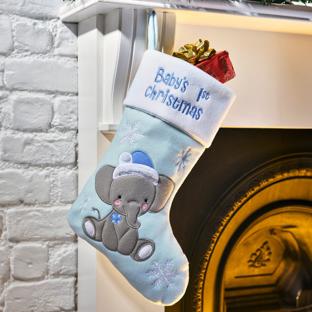 Single Baby's 1st Christmas Elephant Stocking in Assorted styles Image 5