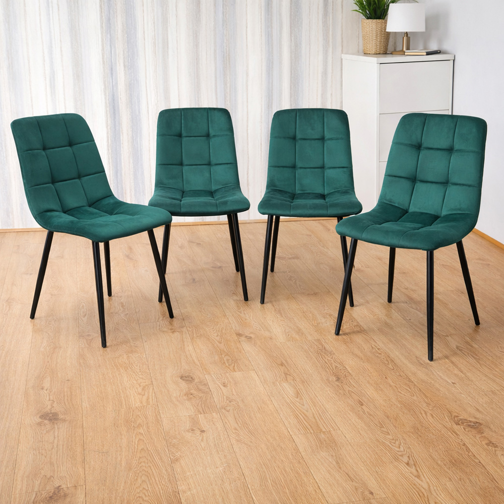 Denver Set of 4 Green Velvet Dining Chairs Image 3